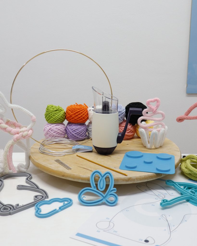Complete Tricotin Starter Kit with Prym tricotin knitter, shaping frames, yarns, and accessories to start creating with the tricotin and FiloForma&reg; techniques.